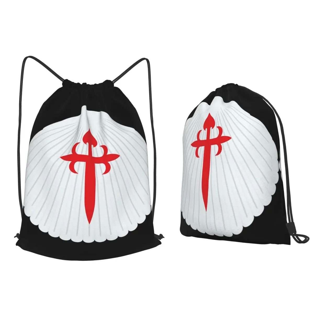 Concha Camino De Santiago Cross Saint James Backpacks Casual Drawstring Bags Storage Bag Book Bags for Man Woman School
