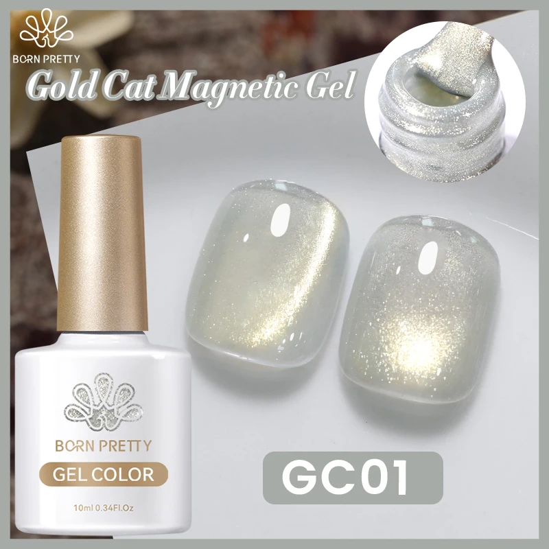 

BORN PRETTY 10ml Silver Gold Cat Magnetic Gel Nail Polish for Winter Xmas Nails Design Soak Off Varnis Semi Permanent UV Gel