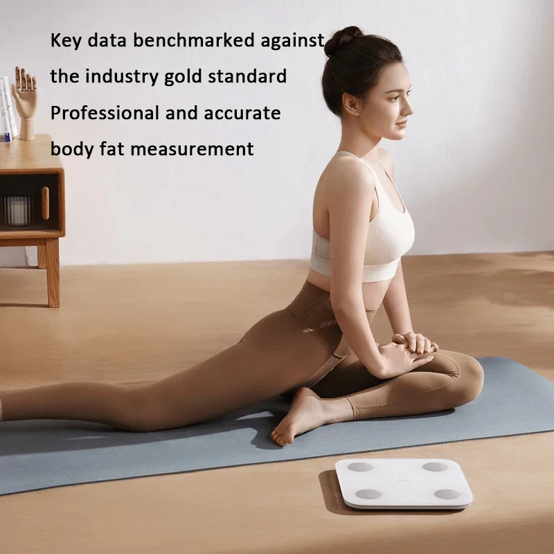 مقياس الدهون في الجسم من Xiaomi S400 بلوتوث 5.0 مقياس تكوين الجسم المنزلي الذكي 150 كجم شاشة LED قياس التردد المزدوج