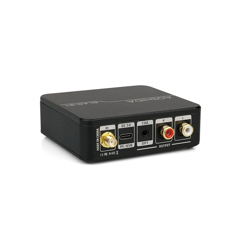 AOSHIDA BLAD-S1 QCC5125 Penerima Audio Bluetooth 5.1 ES9018 Pengodean Tanpa Hilang LDAC HD Pengodean Optik/Koaksial/Output RCA