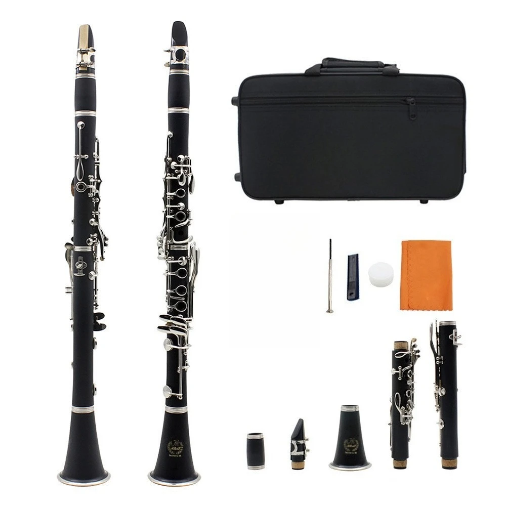 

Высококачественный кларнет из черного дерева, 17-клавишный кларнет, посеребренный профессиональный кларнет