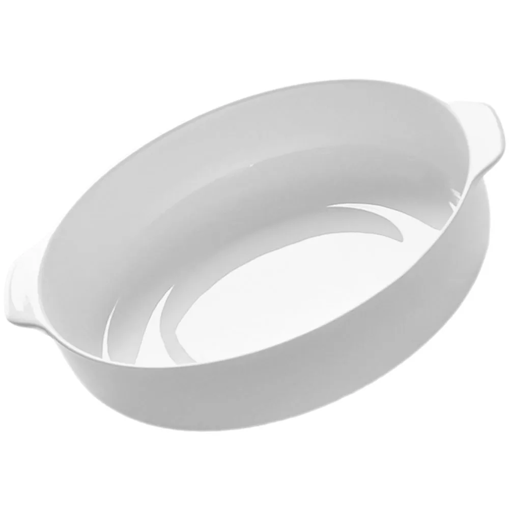 

Ceramic Pie Pan Double Handle Baking Dish White Plate for Roasting Cheese Oven Microwave Safe Baking Tray Kitchen Supplies