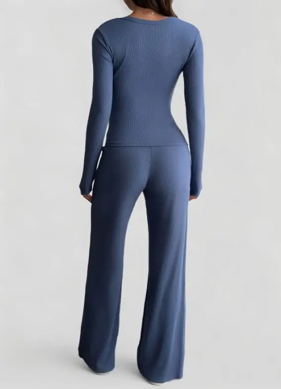 

Женский модный комплект из двух предметов, осень/зима 2021, новинка для отдыха, спорта, йоги, однотонная футболка, брюки, комплект из двух предметов, женская одежда