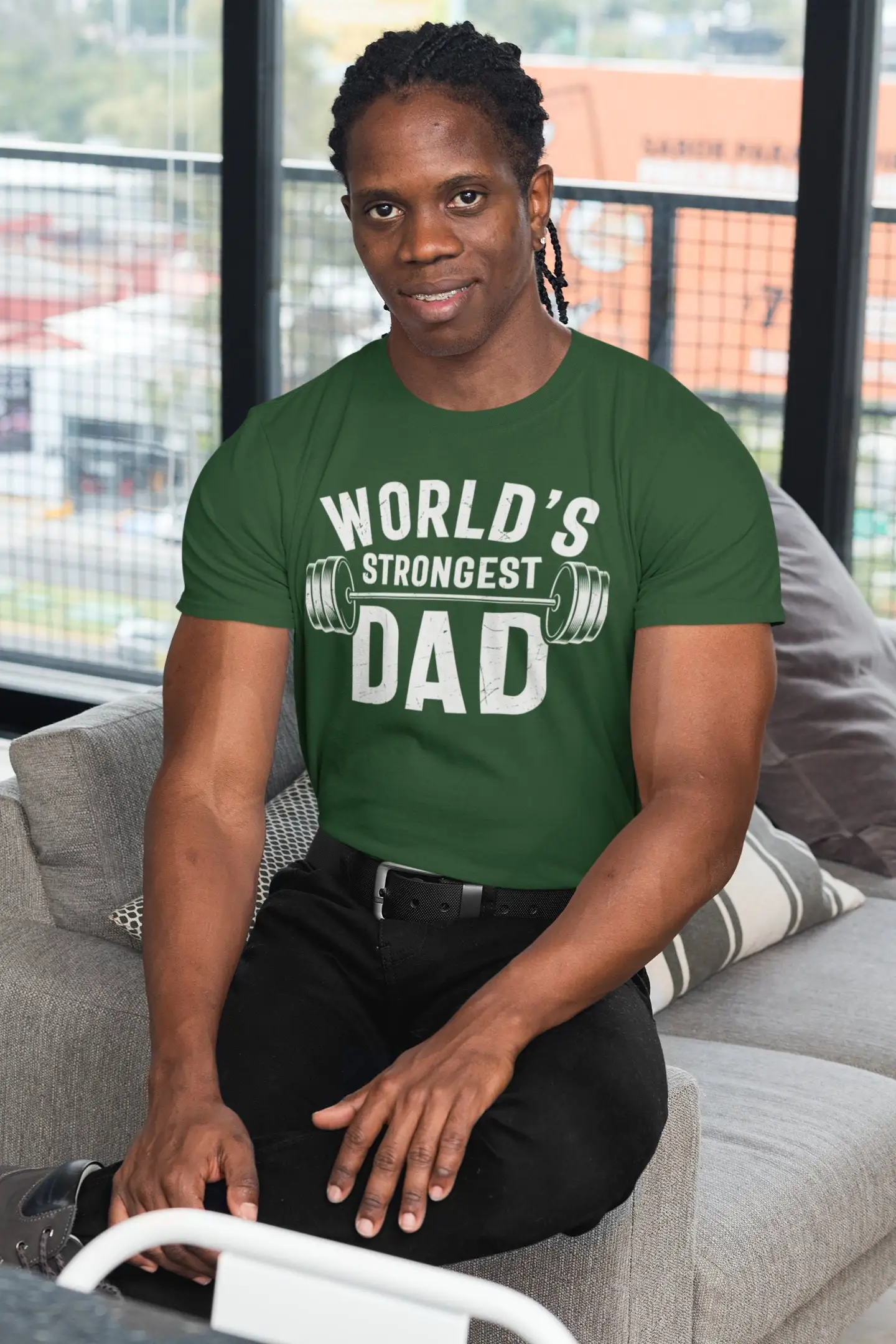 Men'S Strongest Dad T Shirt Gym Bodybuilder Weight Lifter Lifting Father'S Day Idea Lift Train Man