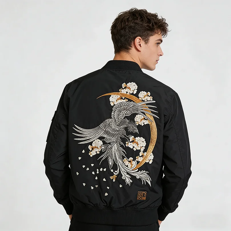 Мужская куртка-бомбер Sukajan с вышивкой Phoenix MA1, пальто в стиле Харадзюку, бейсбольная уличная одежда с подкладкой, 2026, японская осень-зима Z1