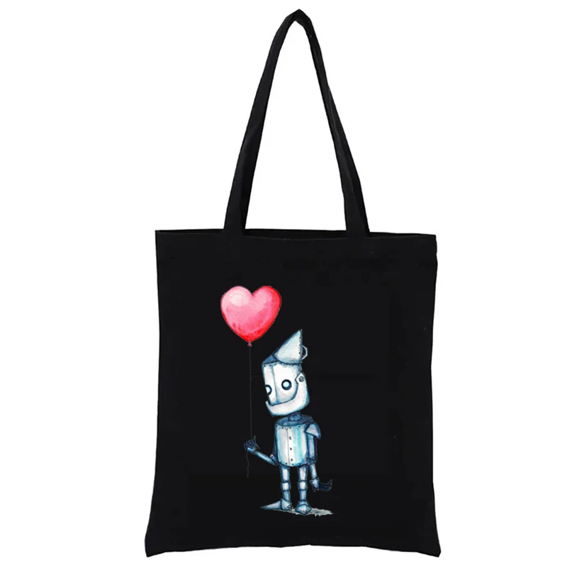 

Tinman Gets A Heart Shopping Bags Shopper Bag S Female Handbags Totebag Woven Tote Funny Fashion Casual Totes Women's Handbag