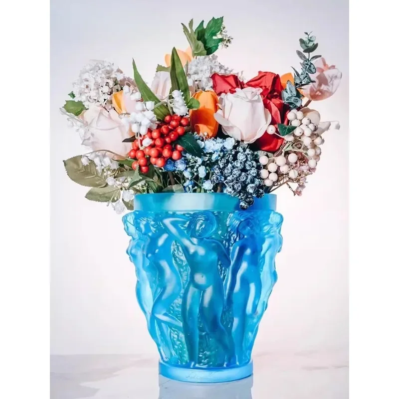 High-luxury European-style dewaxing casting seven-color all-crystal vase flower ware creative home ornament