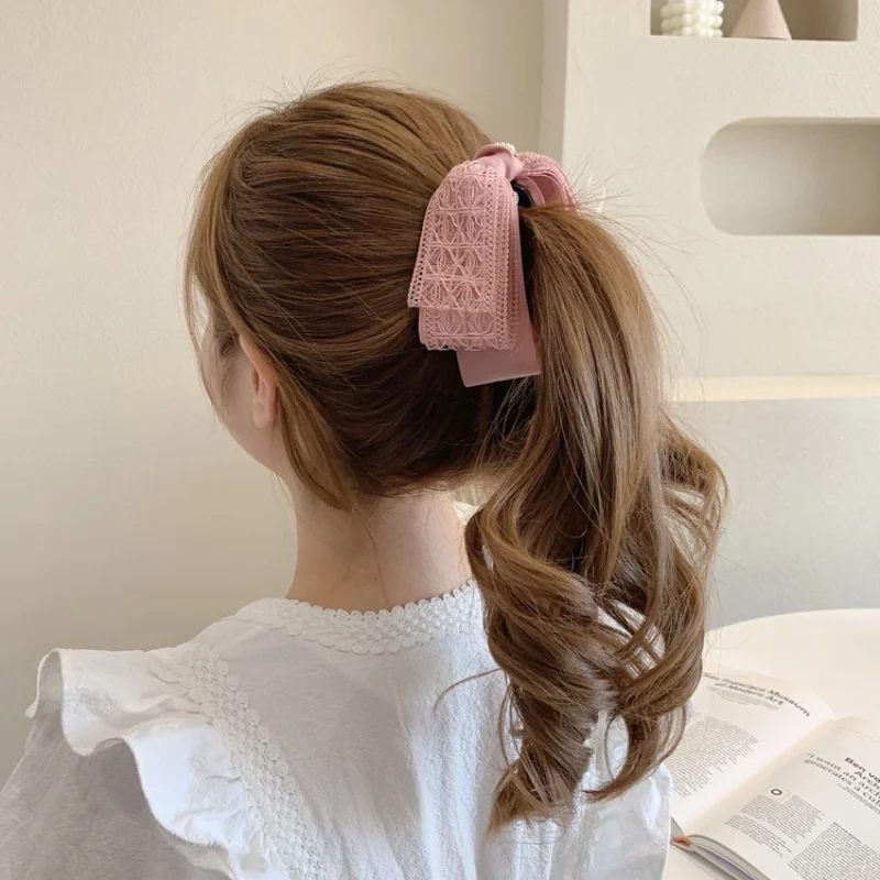 

South Korea New Preppy Style Sweet Japanese Big Bow Hollow Banana Clip Vertical Clip Horsetail Hair Clip Hair Clips Hair Accesso