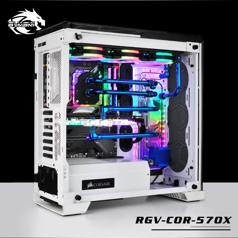 Bykski Distro لوحة مياه التبريد عدة ل قرصان 570X الهيكل وحدة المعالجة المركزية وحدة معالجة الرسومات RGB RGV-COR-570X