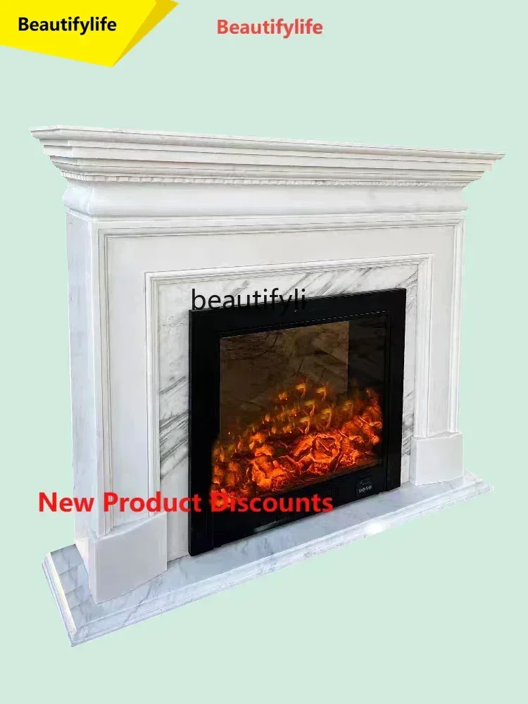 

Q181 lt Natural French Style Marble Mantelshelf American Interior Simple Background Wall Hallway Stone Curio Cabinet