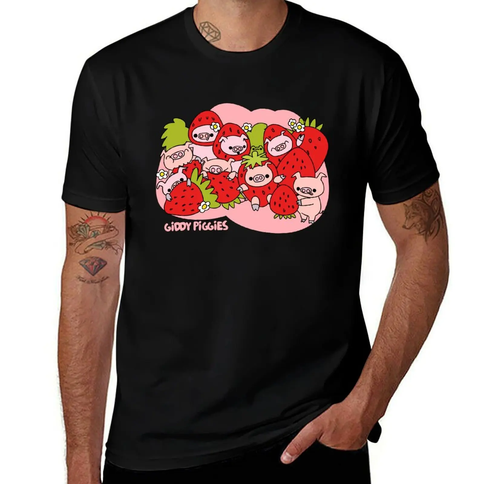 Giddy Piggies Strawberry Craze T-Shirt Outdoor Work Short Sleeve Top T-Shirt