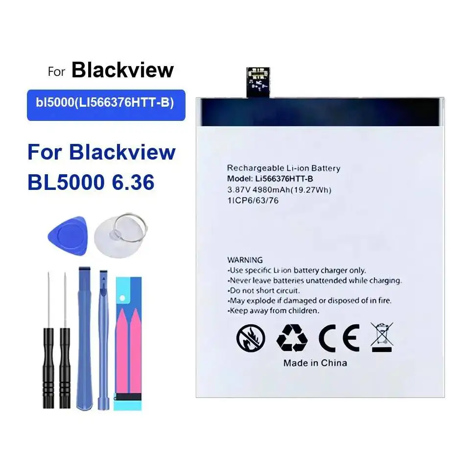 

Высокоэффективный высокопроизводительный аккумулятор для мобильного телефона 4980 мАч для Blackview BL5000 6.36 Bl5000 LI566376HTT-B