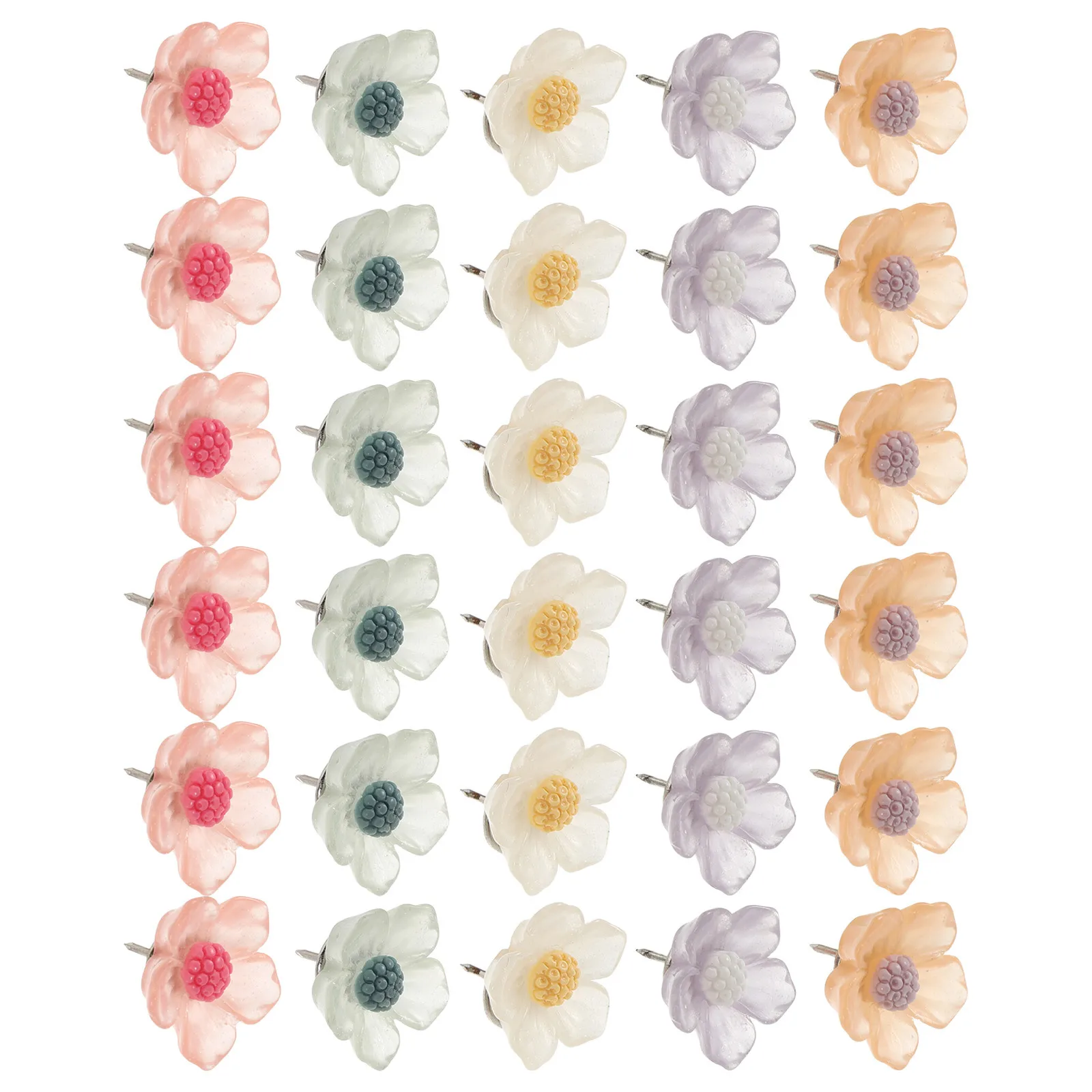 Punaises à fleurs en résine, 40 pièces, punaises décoratives pour panneau de liège, affichage de photos suspendu au mur, fournitures de décoration murale de bureau