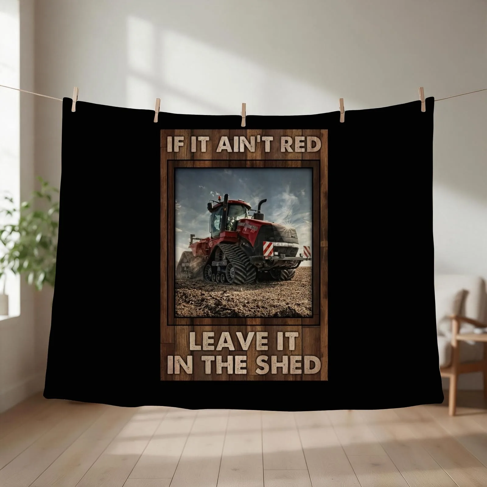 If It Ain't Red Leave It In The Shed Red Tractor Gift Farmer Throw Blanket couch cozy soft plush fuzzy picnic outdoor blanket