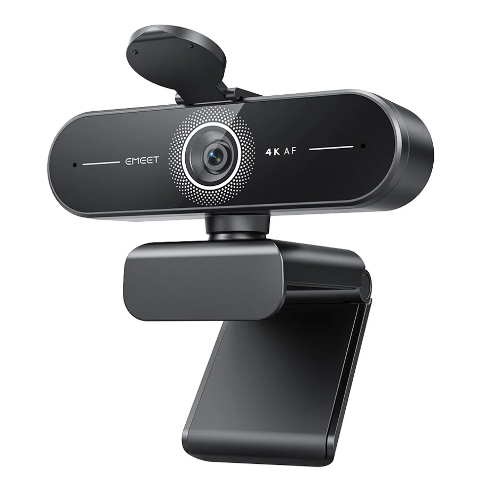 EMEET C60E 4K webcam voor kantoor en streaming, 1080P 60fps videocamera, autofocus dubbele microfoons, plug & play USB-webcam voor pc/computer