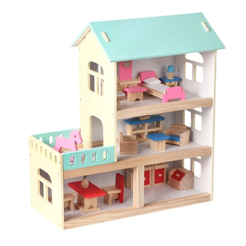 Conjunto de Mobiliário para Casa de Bonecas Miniatura Azul, Brinquedos Educativos de Faz de Conta para Meninos e Meninas, Simulação de Bebê Personaliz
