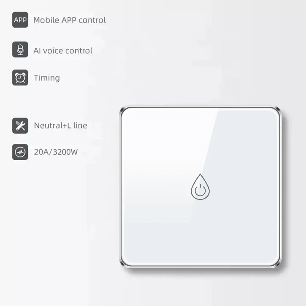 

-for WiFi/ZigBee Boiler Switch Tuya Smart Touch Switch For Heater High Power 3200W With 20A Relay Voice Control Alexa Google Hom