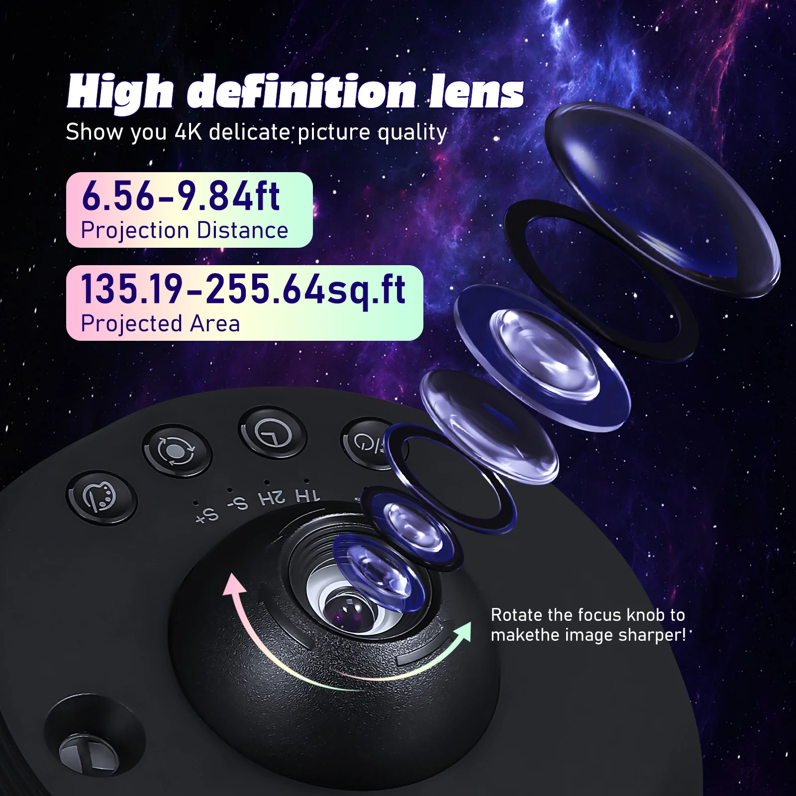 مصباح إسقاط قابل للتعديل كشاف ضوئي لغرفة الأطفال النظام الشمسي كرة إضاءة ليلية لنجمة سقف غرفة النوم #5