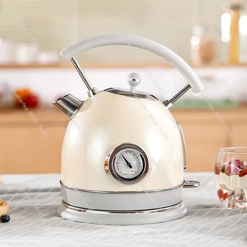 Elegant European Style Electric Kettle 304 Stainless Steel Retro Boiling Teapot Large Capacity Auto Shut Off Fast Heating