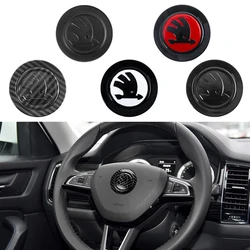 3D ABS Car Steering Wheel Emblem for Skoda Logo Superb Octavia Rapid Kodiaq Kamiq Karoq Rapid Fabia RS Auto Interior Accessories