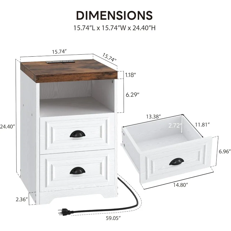 طقم غرفة نوم e، شريط طاقة، طقم أثاث غرفة نوم مكون من 3 قطع، خزانة ذات 6 أدراج وطاولتين ليليتين، خزانة ذات أدراج