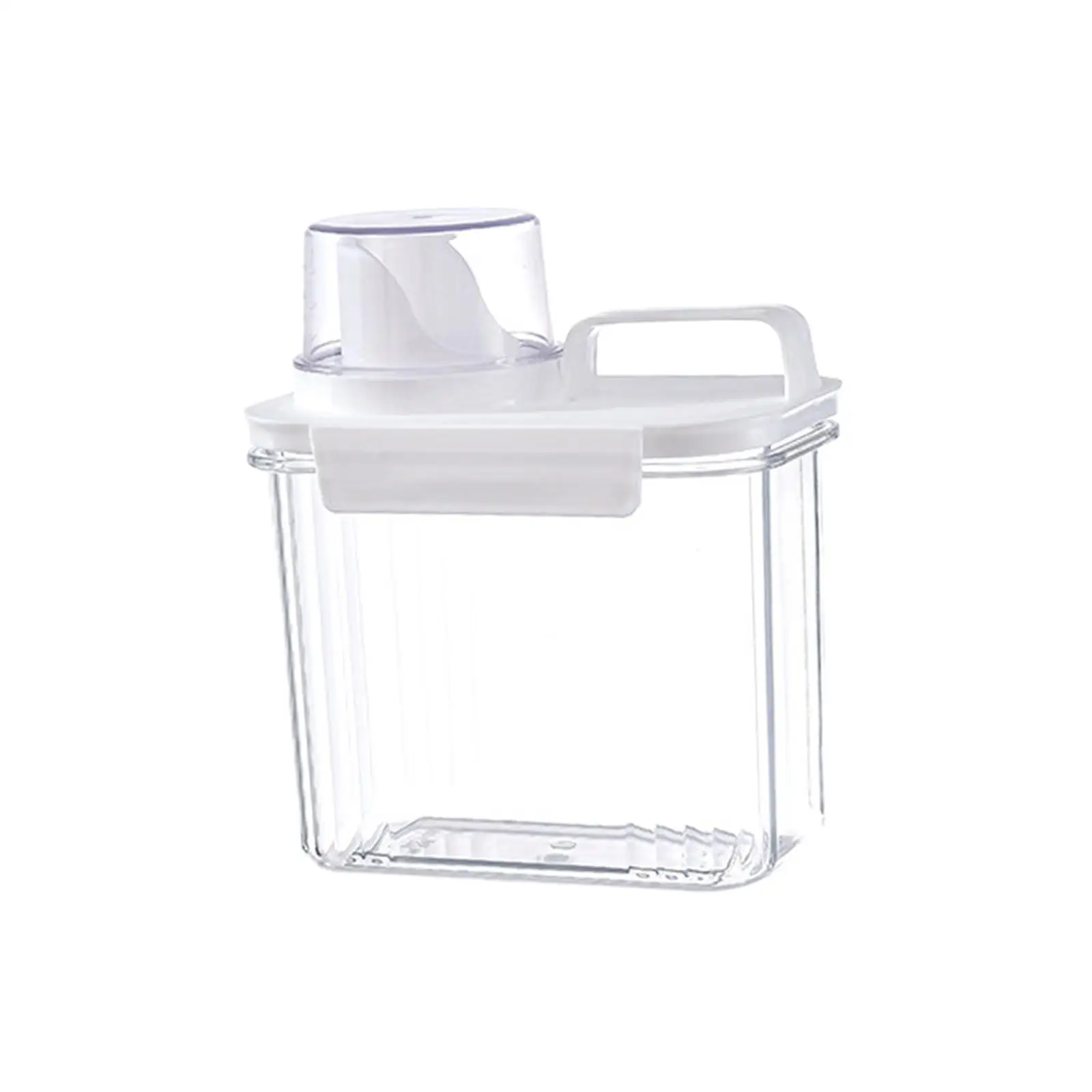 PP Plastic Washing Powder Dispenser with Measuring Cup for Laundry Room Fabric Softener Liquid Detergent Storage