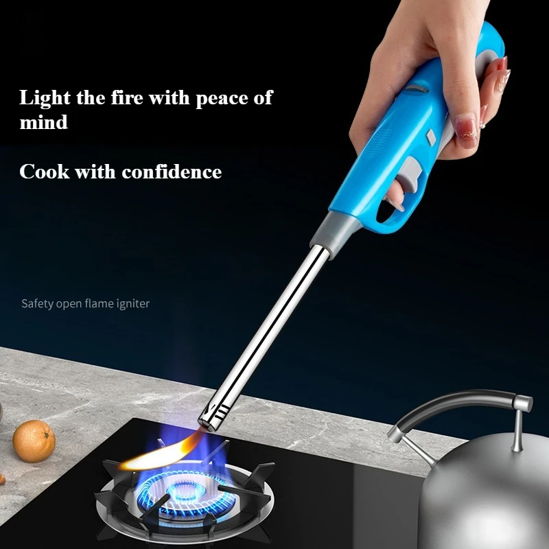 Extended Long Nozzle Refillable Lighter - Open Flame Kitchen Ignition Gun, Long Reach Fire Starter for Gas Stoves & Cookers