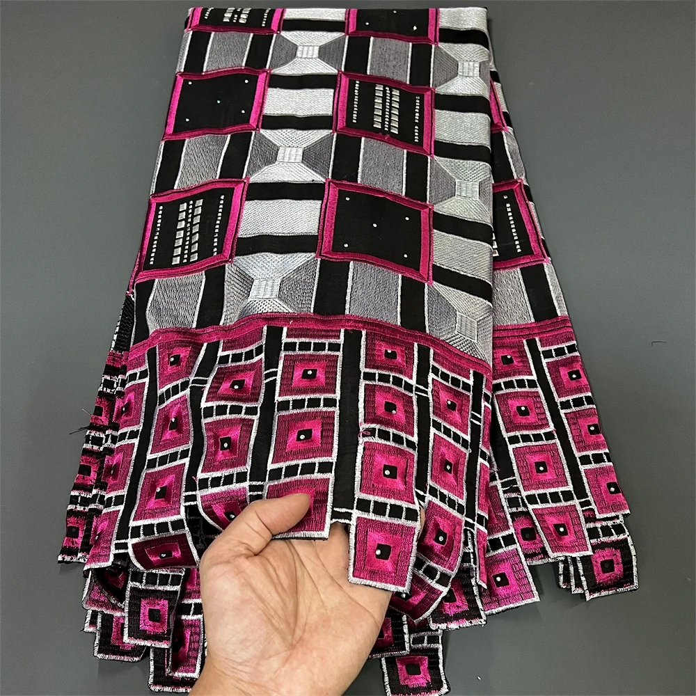 2025 أحدث جودة عالية الأفريقي النيجيري النقي تول الدمشقي أقمشة الدانتيل التطريز فستان الحفلات الترتر القطن 5 ياردة