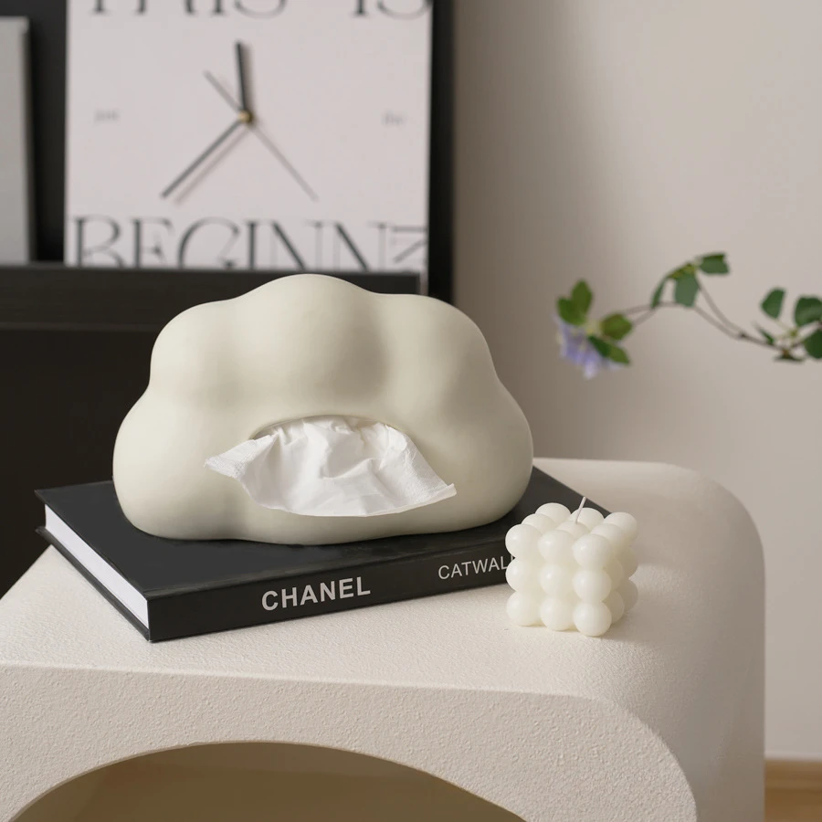 Cloud tissue box, marshmallow cream pumping carton, living room home creative ceramics, cute desktop ornament