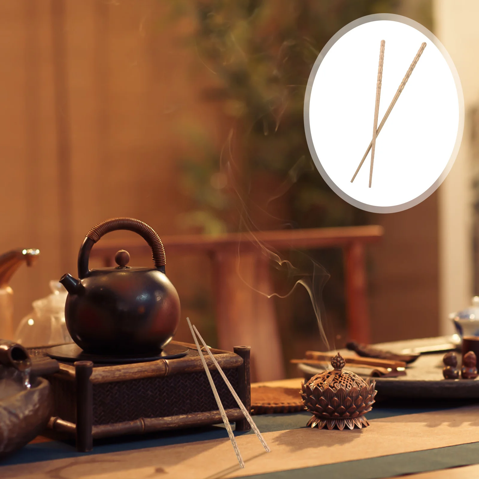 

1 Pair Artisanal Copper Chopsticks Long Thin For Tea Ceremony Cooking Hot Pot Kitchen Tableware Reusable Dishwasher Safe Metal