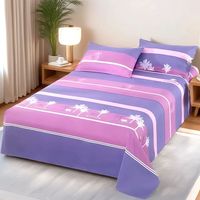 3Pcs Set Flat Sheets Printed Washed Household Comfortable Queen King Size Bed Cover Breathable Bed Sheet With 2pcs Pillow Covers
