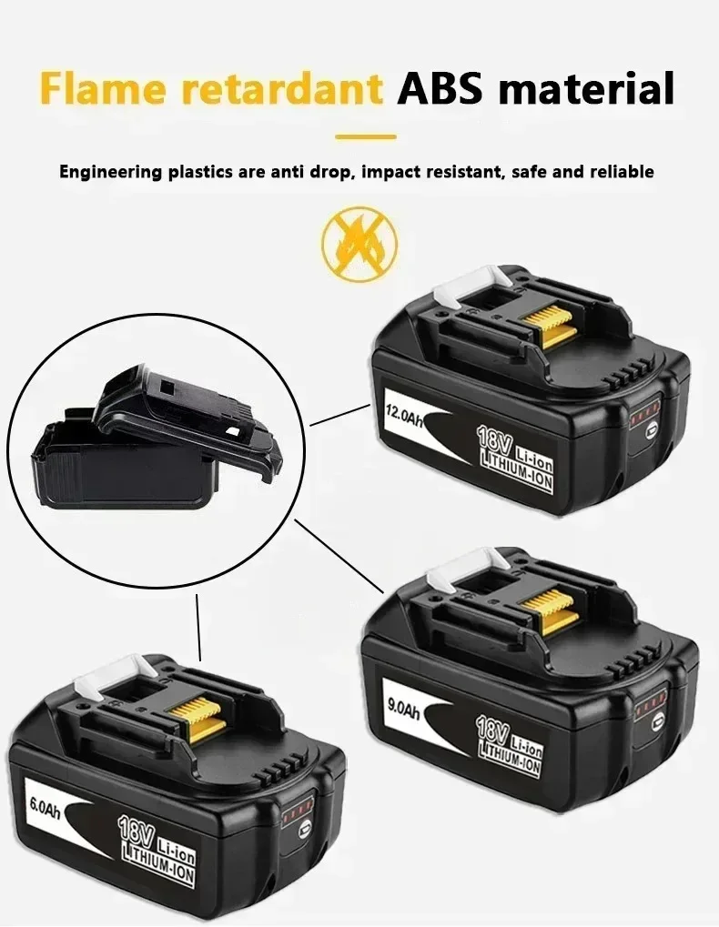 Battery 18v for makita BL1860 BL1850B BL1850 BL1840 BL1830 screwdriver battery & charger 18v Replacement Power Tool Batteries.