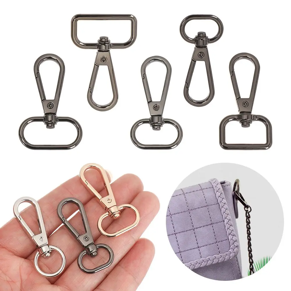 5pcs Metal DIY KeyChain Bag Part Accessories Collar Carabiner Snap Hook Lobster Clasp Bags Strap Buckles