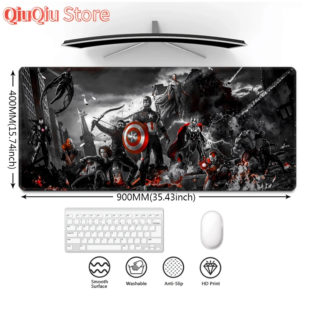 Miếng Lót Chuột Chơi Game Đen Marvel Gods War Mousepad Lớn Tùy Chỉnh Mở Rộng Miếng Lót Chuột Để Bàn Thảm