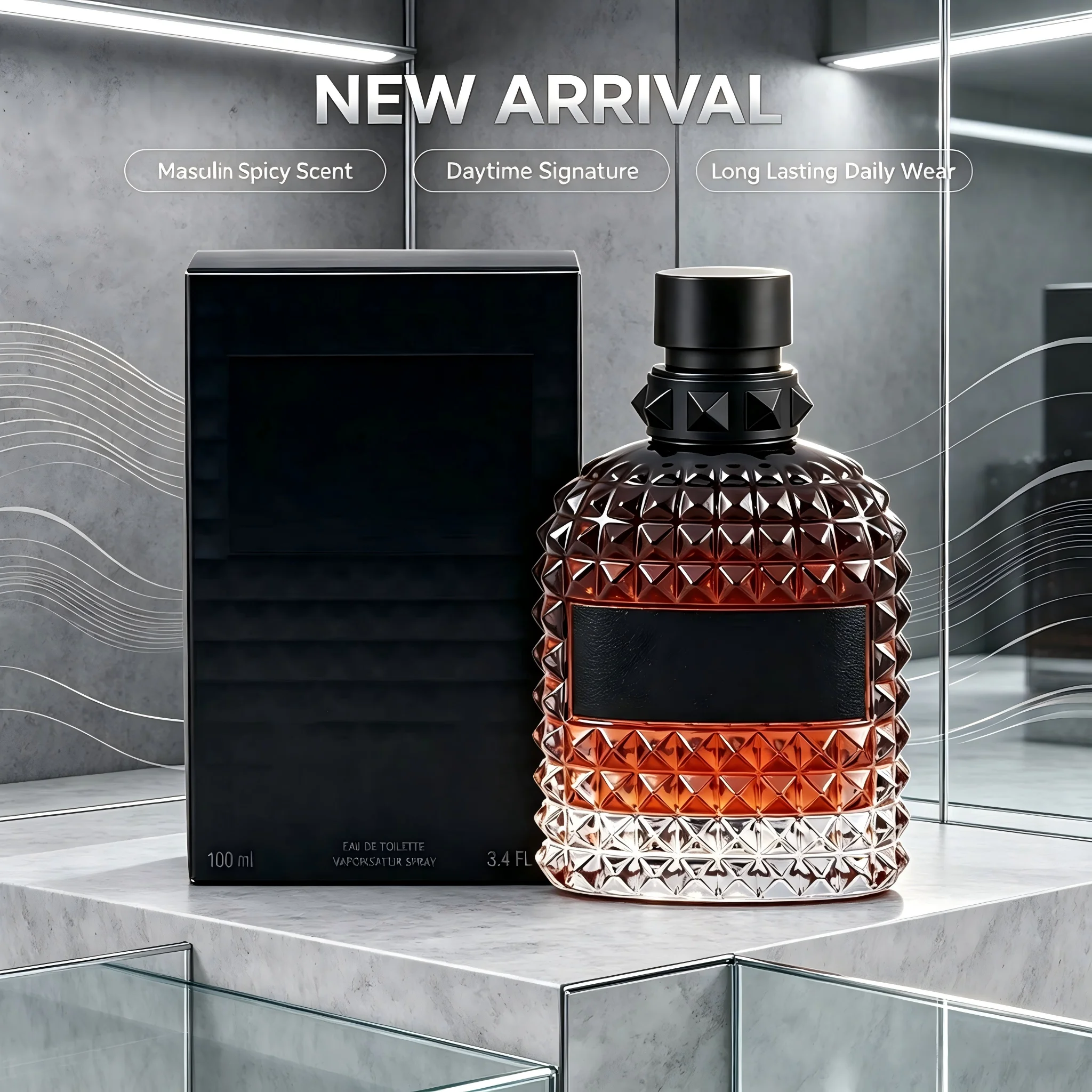 Men Eau de Toilette Perfume 100ml 3.4 fl.oz Luxury Fresh Spicy Woody Fragrance Long Lasting Masculine Cologne Elegant Signature Scent Daily Wear Date Night Fall Fashion Back to School Halloween Thanksgiving Christmas Gift For Him view 5