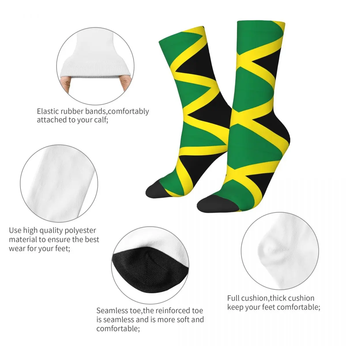 Jamaican Flag Socks Spring Stockings Funny Men Quality Socks Design Climbing Anti-Slip Socks