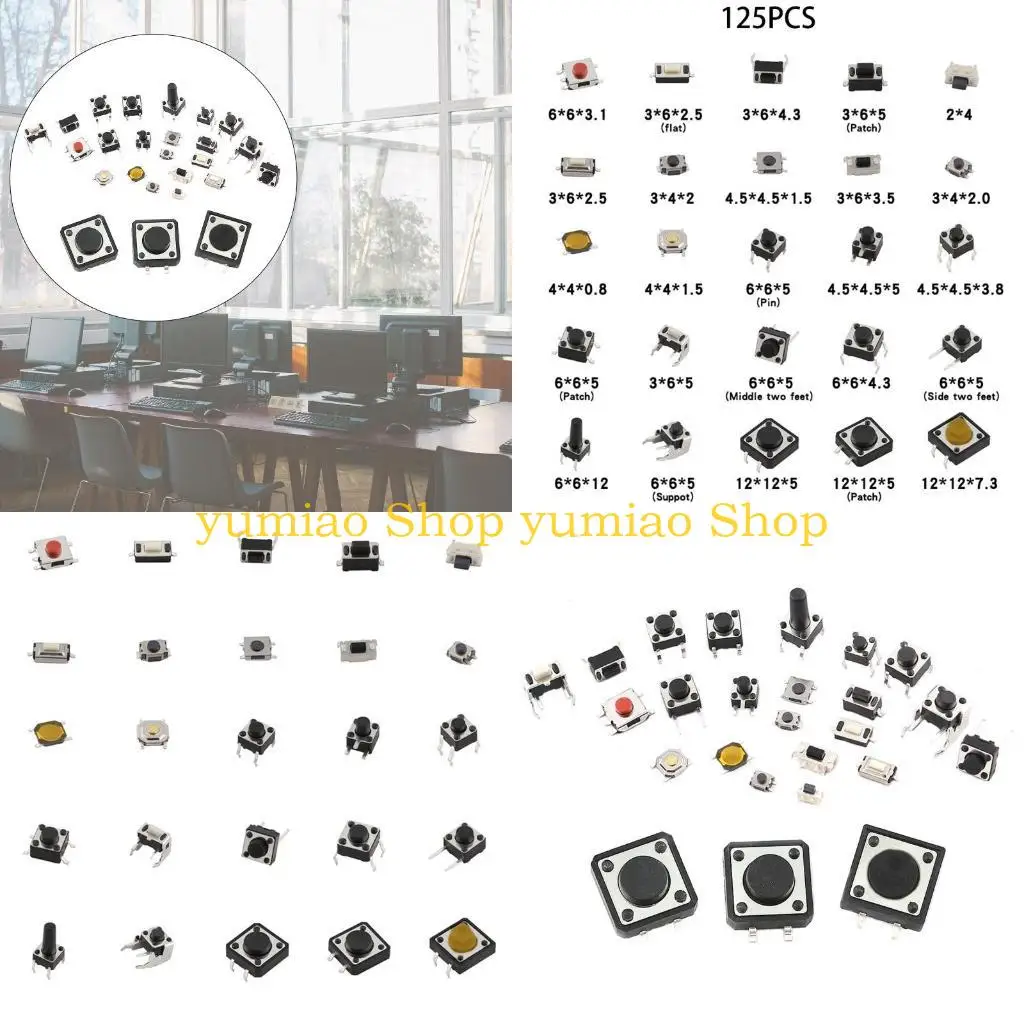 

587B 25 значений тактильный кнопочный переключатель 125 шт. DIP 4-контактный/3-контактный/2-контактный микромгновенный в