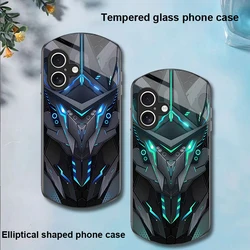 Creative Mech For Apple IPhone 16 11 13 15 14 Pro Max 12 Mini 7 8 Plus XR X XS SE Elliptical Shaped Tempered Glass Phone Case
