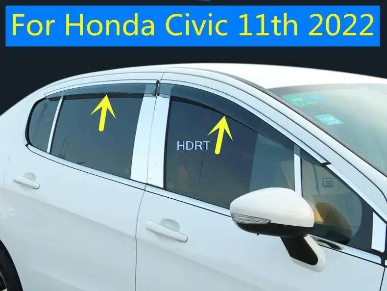 

Window Visors Rain Sun Guards Side Vent For Honda Civic 11th 2022 Car Styling 4pcs Plastic Sun Rain Deflector Guards Accessories