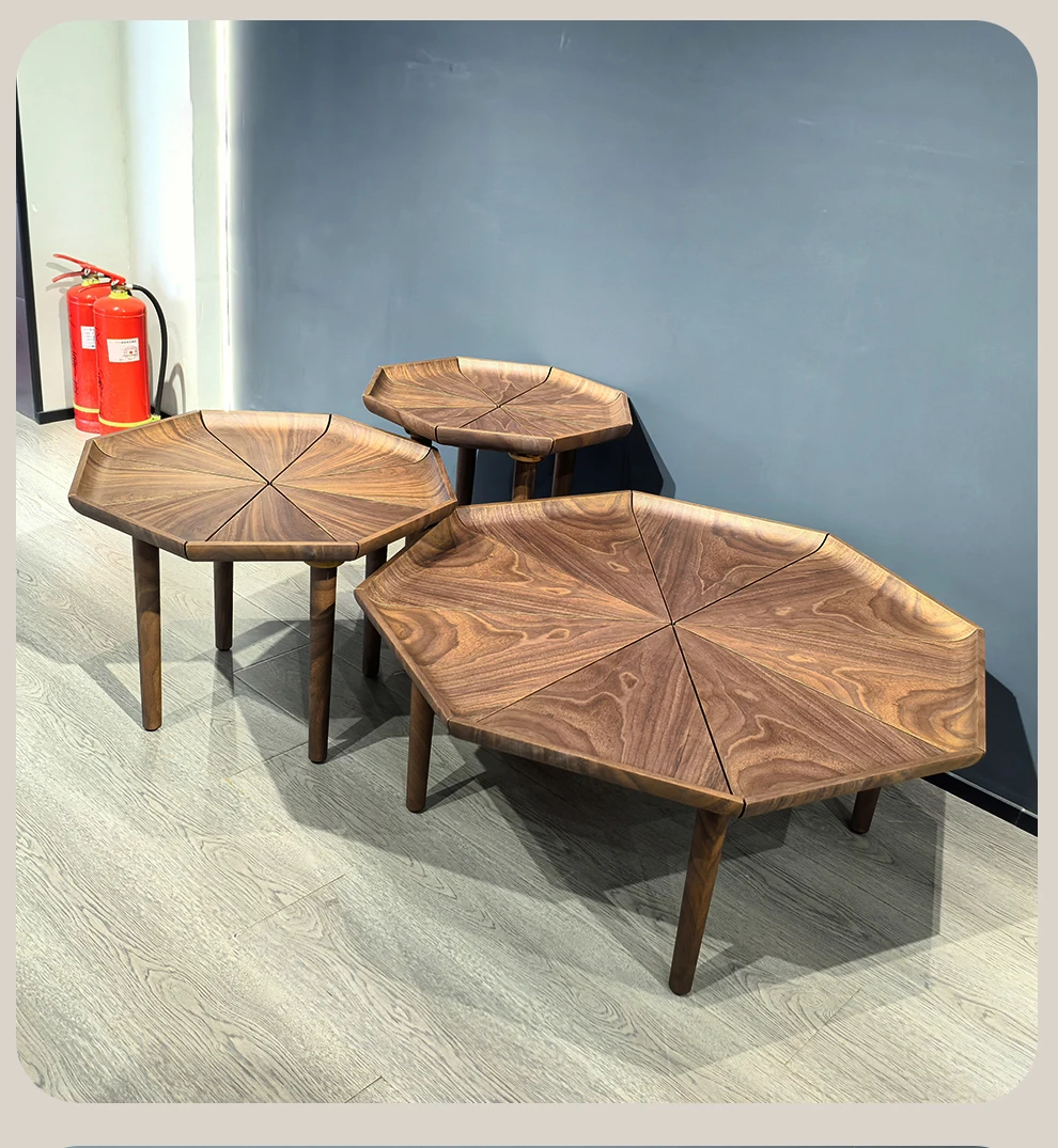 طاولة القهوة الفاخرة الحديثة الخشبية الصلبة الإبداعية للمنزل غرفة المعيشة طاولة القهوة مركز طاولة الشاي مجموعة تصميم بسيط للمنزل #5