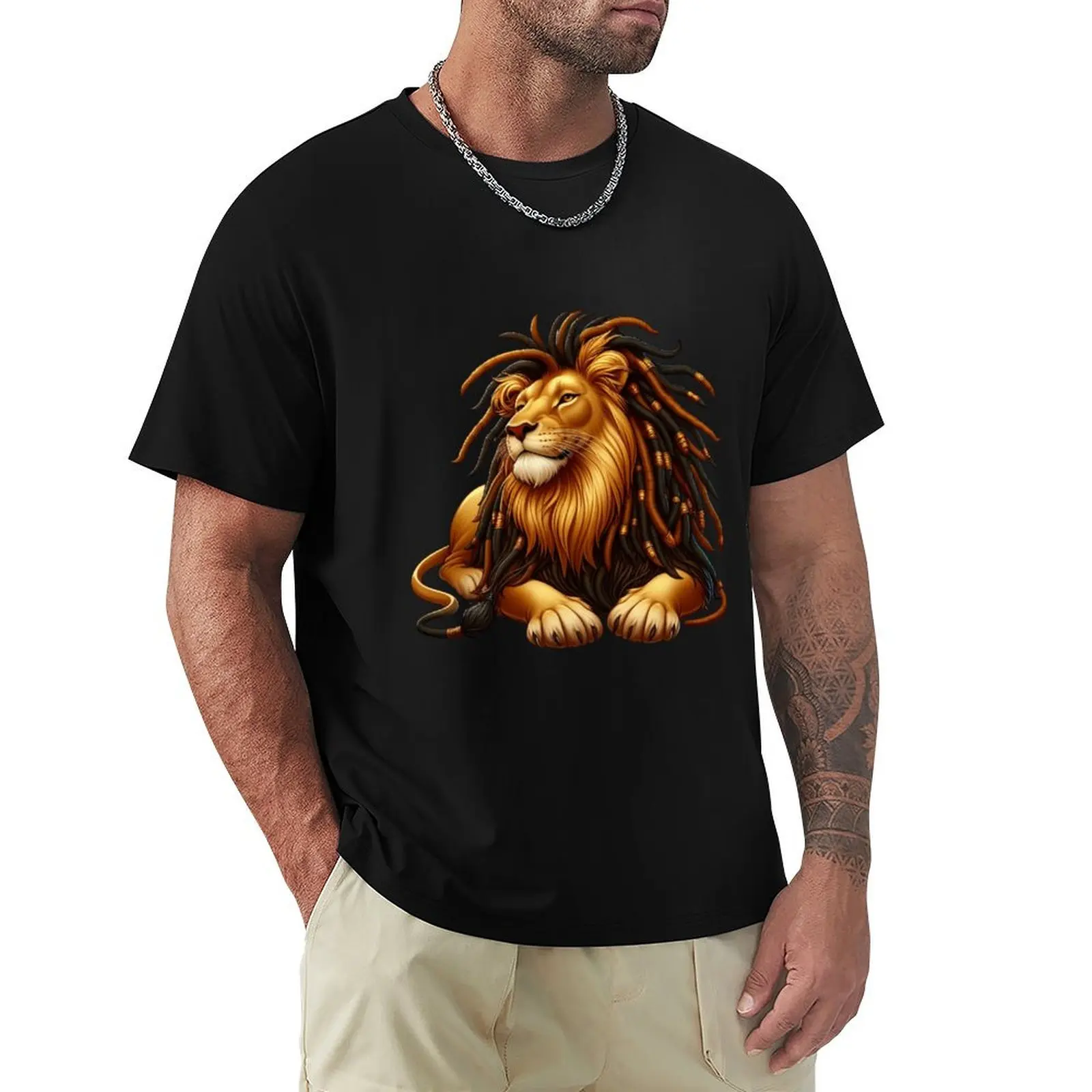 

Lion with Dreadlocks T-Shirt croswit shirt man cotton man t-shirts mens plain t shirts