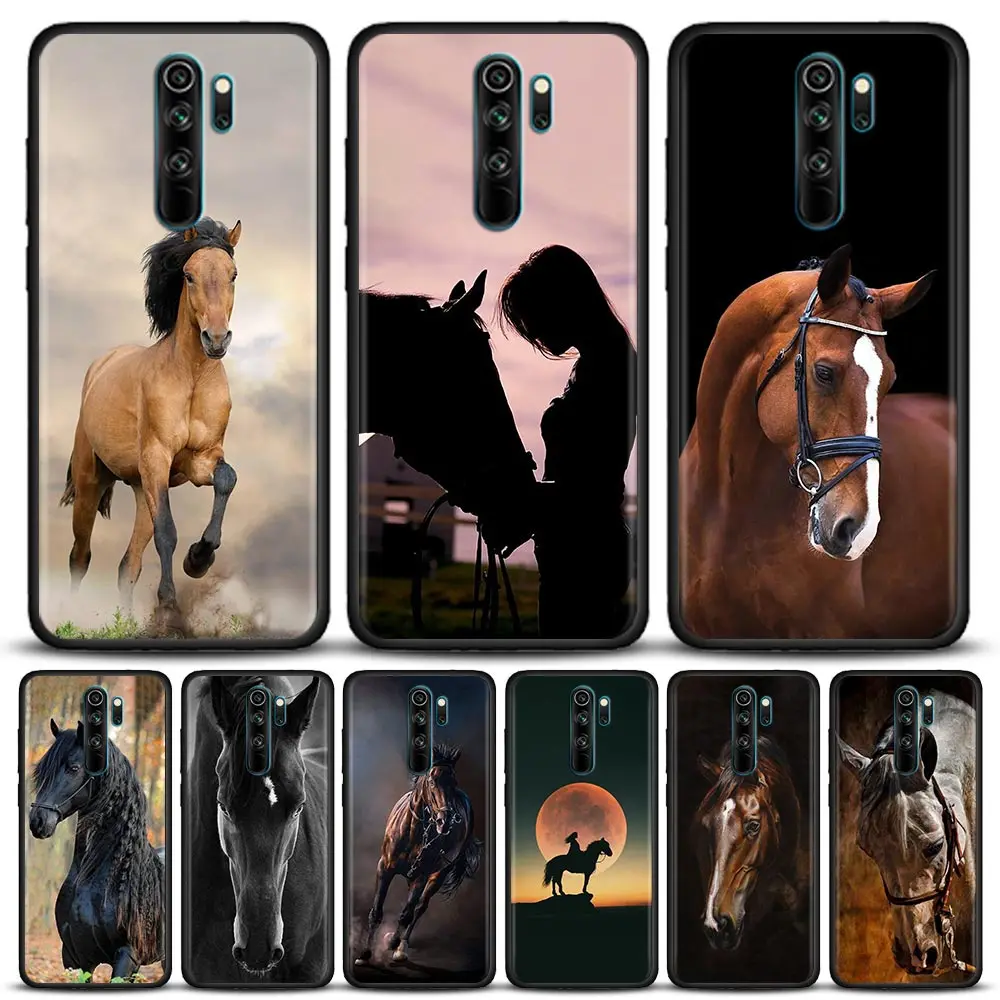 Animal Galloping Horse Girl Drawing Silicone Case For Xiaomi Redmi Note 10 Pro 8 9 11 Pro Plus 7 8T 9T 10S 11S 11T 5G Soft Cover