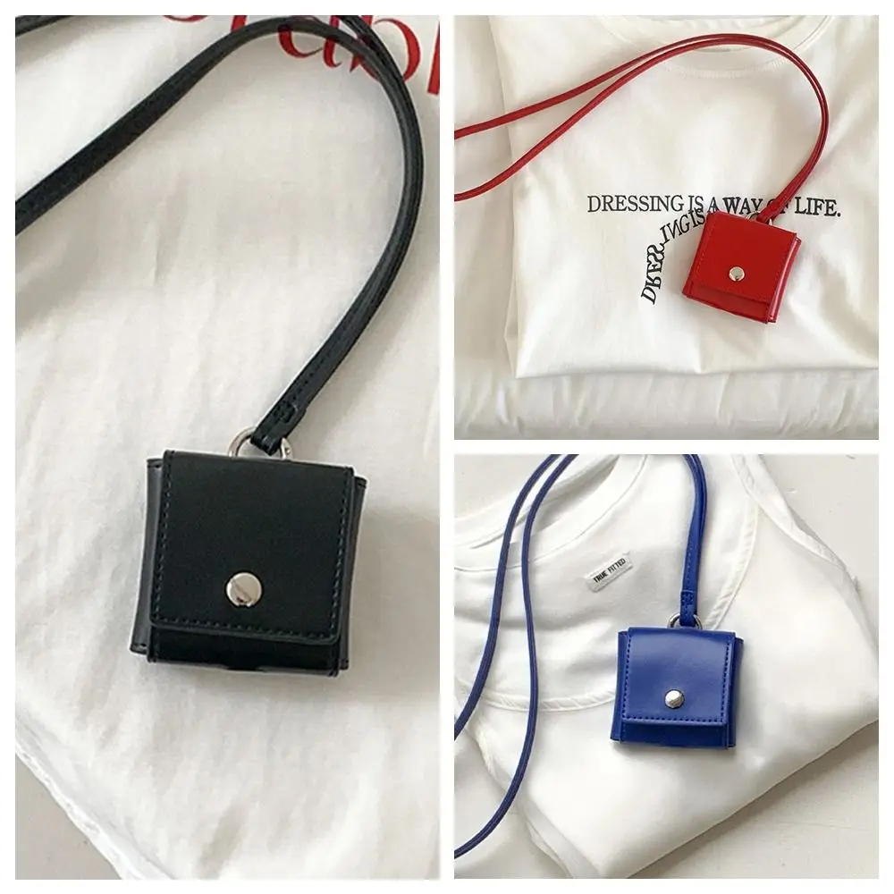 Портативная подвесная сумка для наушников из искусственной кожи, многофункциональная сумка для губной помады, держатель для карт, квадратный маленький кошелек для монет, женский