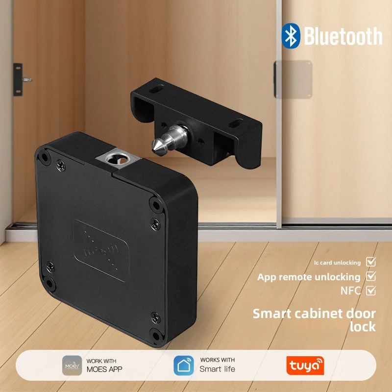 TUYA Bluetooth Smart Cabinet Lock - App Remote Control & ID Card/NFC Unlocking | Smart Security Drawer Lock