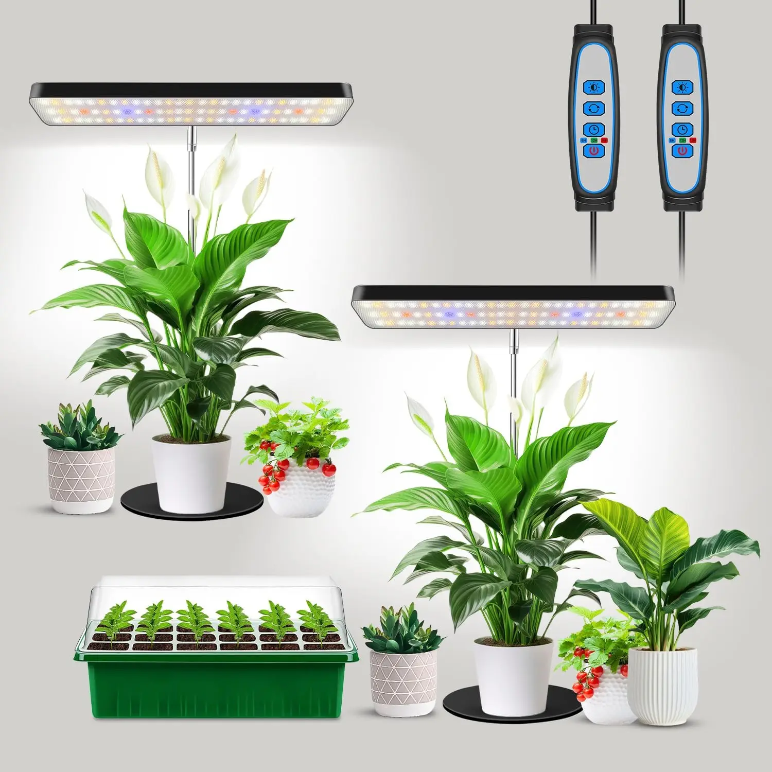

Full Spectrum LED Grow Light, Height Adjustable with Timer for Indoor Plants, Seedlings, Large Area Lighting