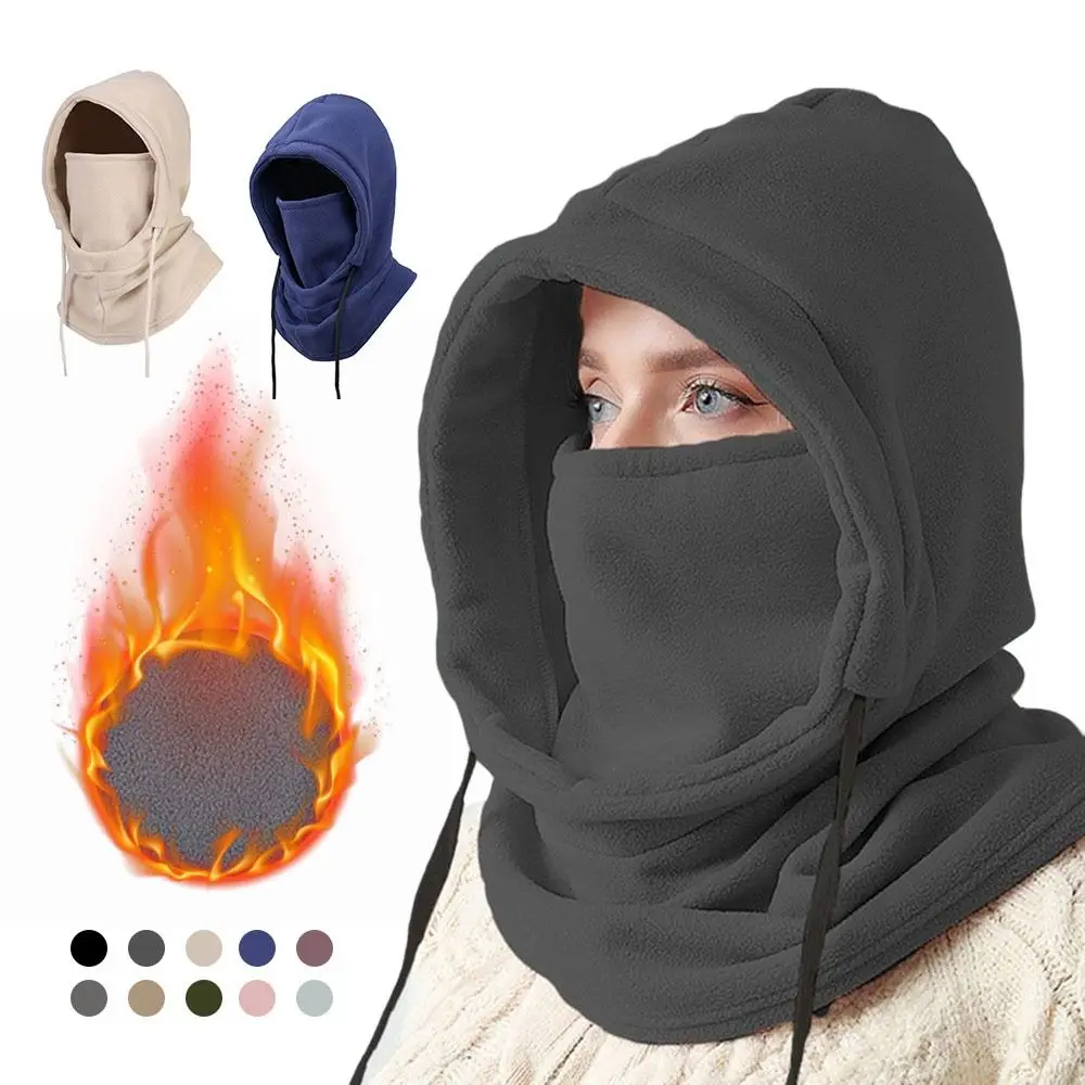 Polar Fleece Winter Balaclava Hat Windproof Thickened Ear Protection Cap Cold Proof Breathable Hooded Face Mask Outdoor Sport