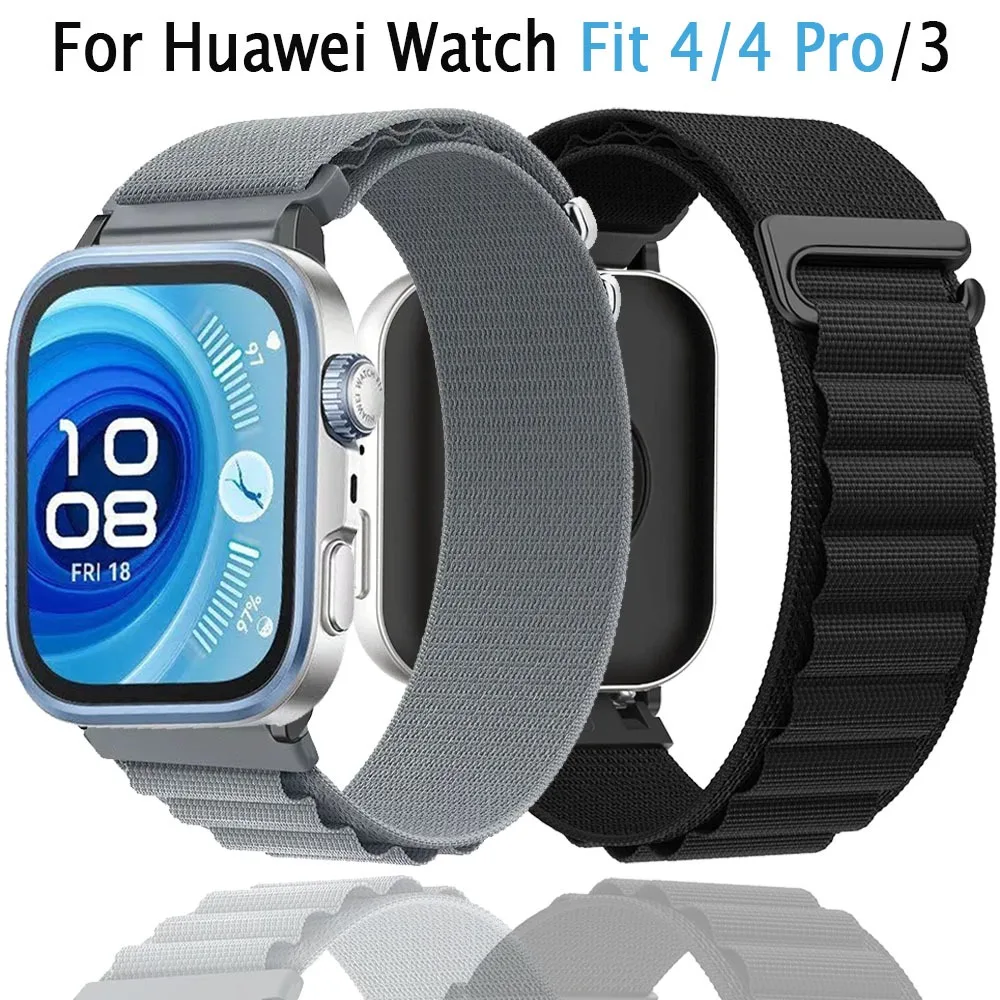 Nylon-Schlaufenarmband für Huawei Watch Fit 4, Fit 3, verstellbares, atmungsaktives Band für Huawei Watch Fit 4, Pro, austauschbares Correa-Armband