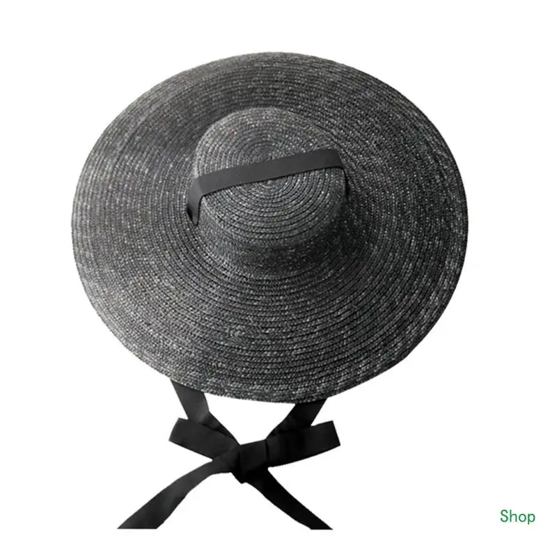 

Dropship Summer Fisherman Hat Oversize Brim Girl Vacation Straw Weaving Hat Anti-Uv Hat