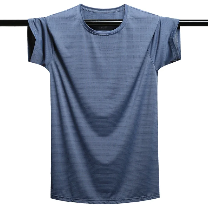 Oversized T Shirt 6XL 7XL 8XL 9XL Summer Men`s Quick Dry Gym Joggering Sports T-Shirts Men Ice Silk Harajuku Tops Tees Clothing