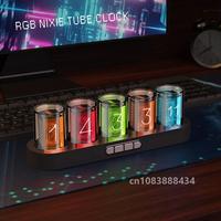 Digital Nixie Tube Clock with RGB LED Glows for Game Room Desktop Decoration. Luxury Box Packing for Gift Idea.